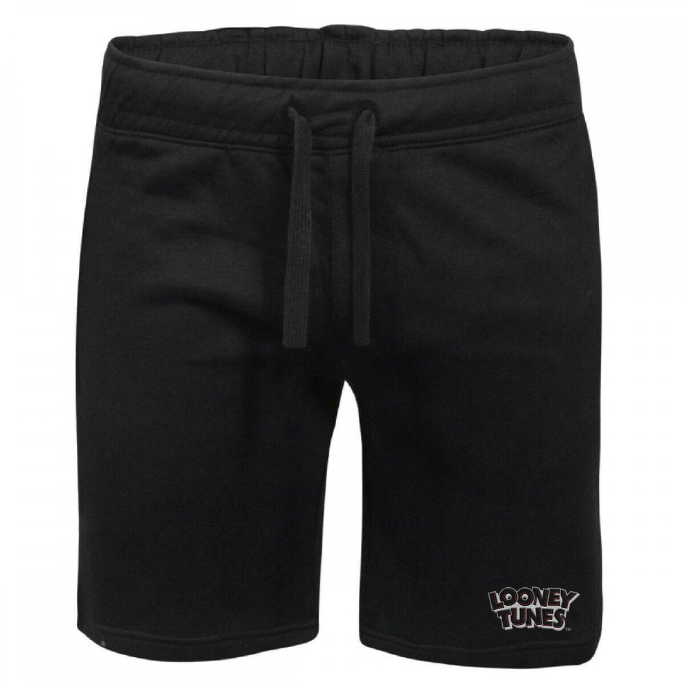 Looney Tunes Logo Embroidered Unisex Jogger Shorts - Black - S Image 1