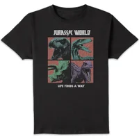Jurassic Park World Four Colour Faces Men's T-Shirt - Black