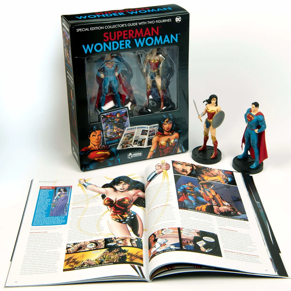 Eaglemoss DC Comics Superman and Wonder Woman Illustrated Guide - Includes 2 Figures Image 1