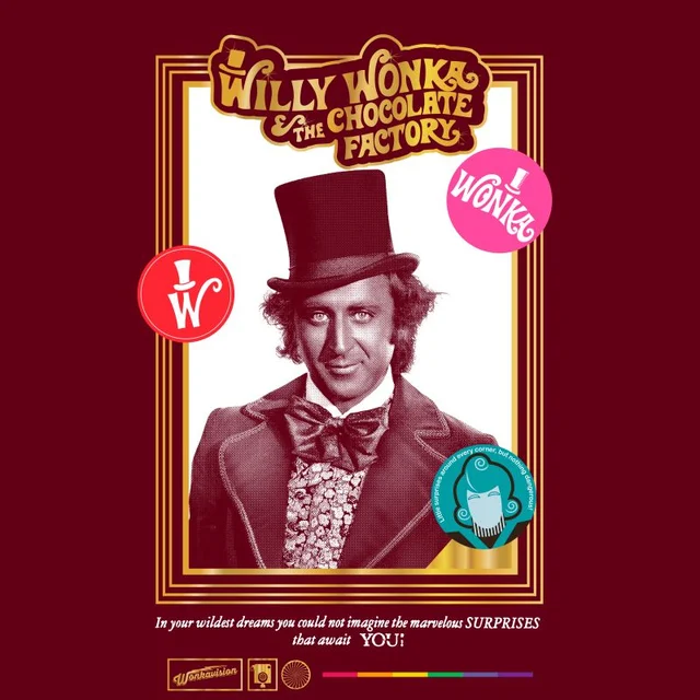 Willy Wonka & The Chocolate Factory Retro Cover Unisex T-Shirt - Burgundy