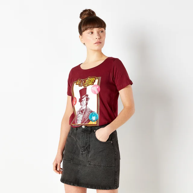 Willy Wonka & The Chocolate Factory Retro Cover Women's T-Shirt - Burgundy