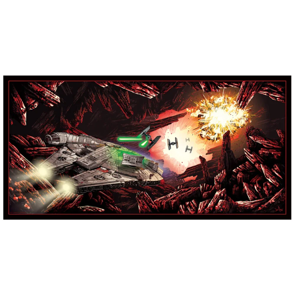 Star Wars "The Falcon on Crait" Lithograph by Derek Payne Image 1