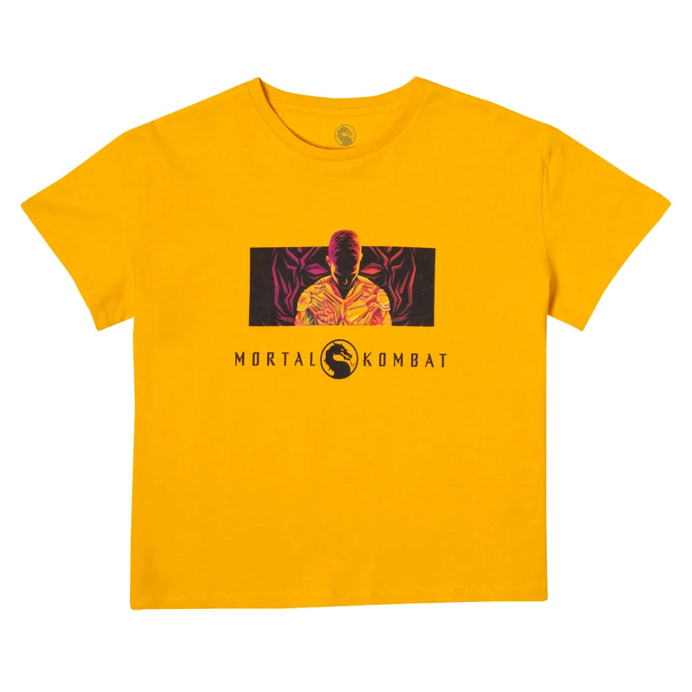 Mortal Kombat Women's Cropped T-Shirt - Mustard - XS Image 1