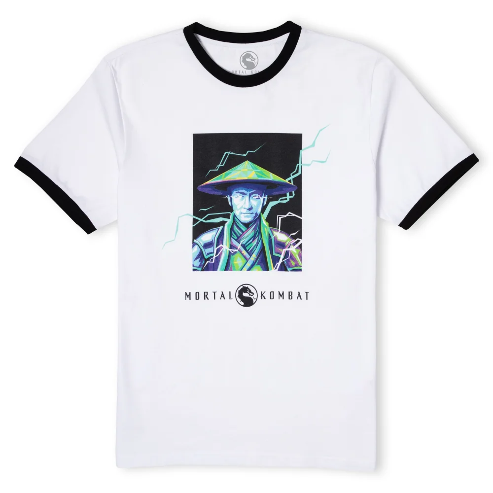 Mortal Kombat Raiden Unisex Ringer T-Shirt - White/Black - L Image 1