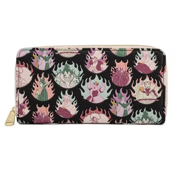 Loungefly Disney Villains Pastel Flames AOP Around Wallet Image 1