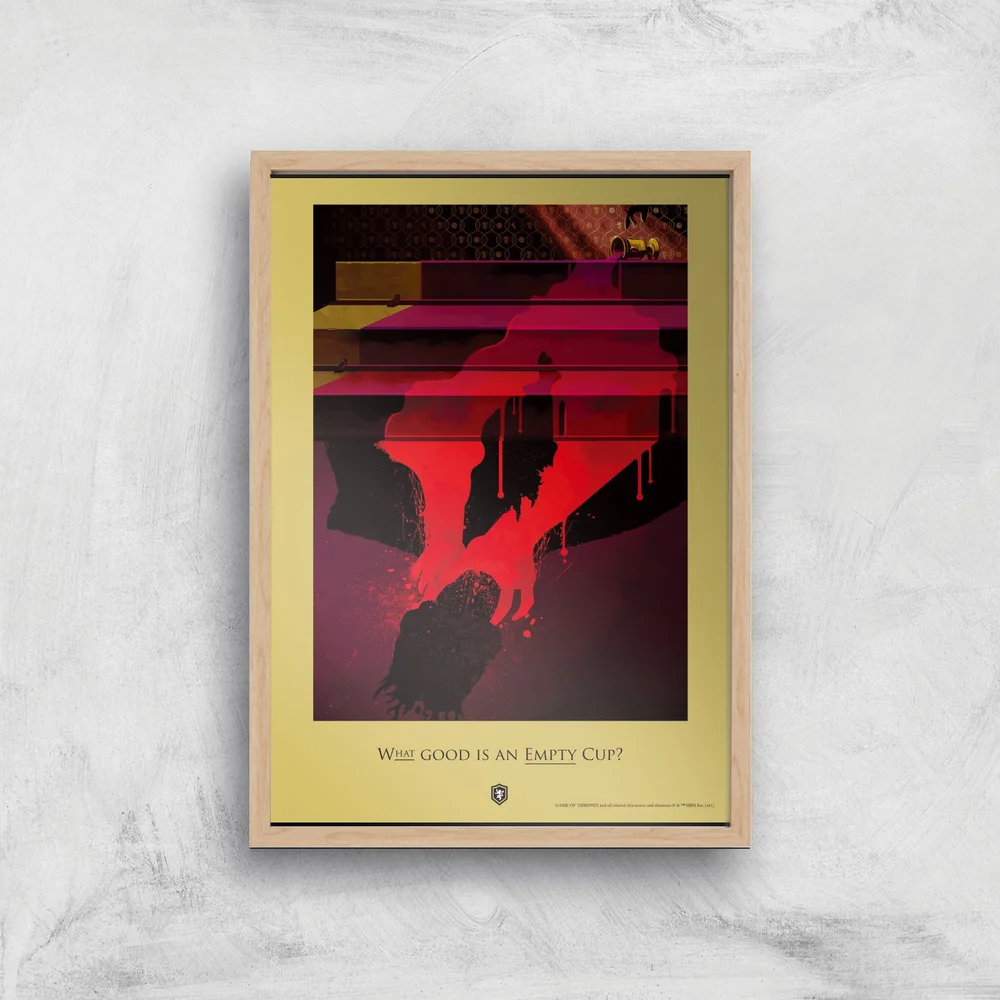 Game of Thrones Empty Cup Giclee Art Print - A4 - Wooden Frame Image 1