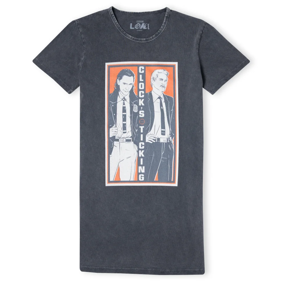 Marvel Clocks Ticking Women's T-Shirt Dress - Black Acid Wash - M - Black Acid Wash Image 1