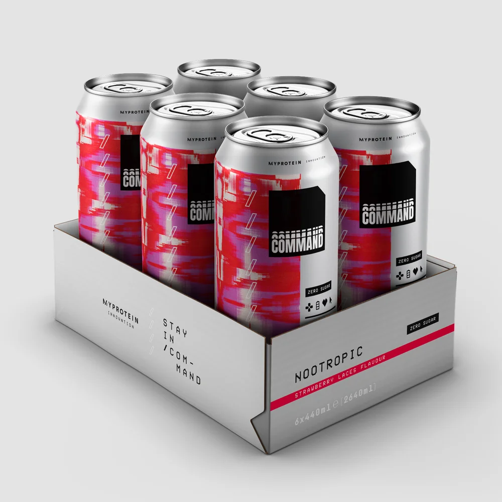 E-Sports Command Energy Cans, Strawberry Laces, 6 x 440ml Image 1