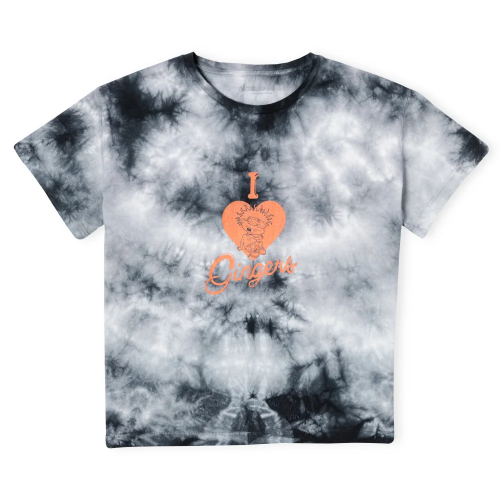Rugrats I Love Gingers Women's Cropped T-Shirt - Black Tie Die - S Image 1
