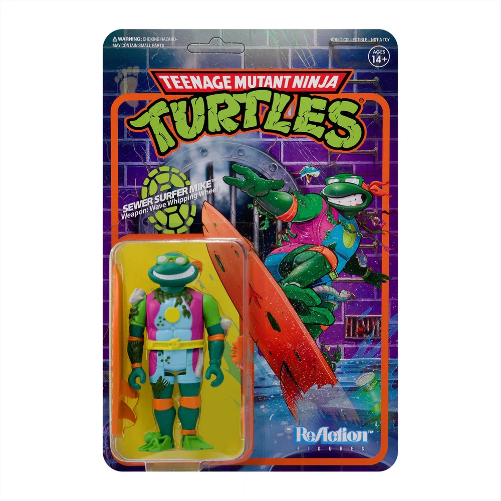 Super7 Teenage Mutant Ninja Turtles ReAction Figure - Sewer Surfer Michelangelo Image 1