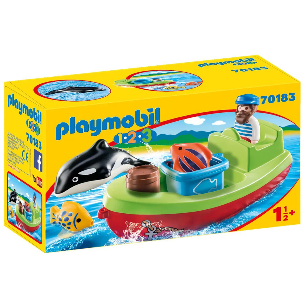 Playmobil 1.2.3 Fisherman with Boat for Children 18 Months+ (70183) Image 1
