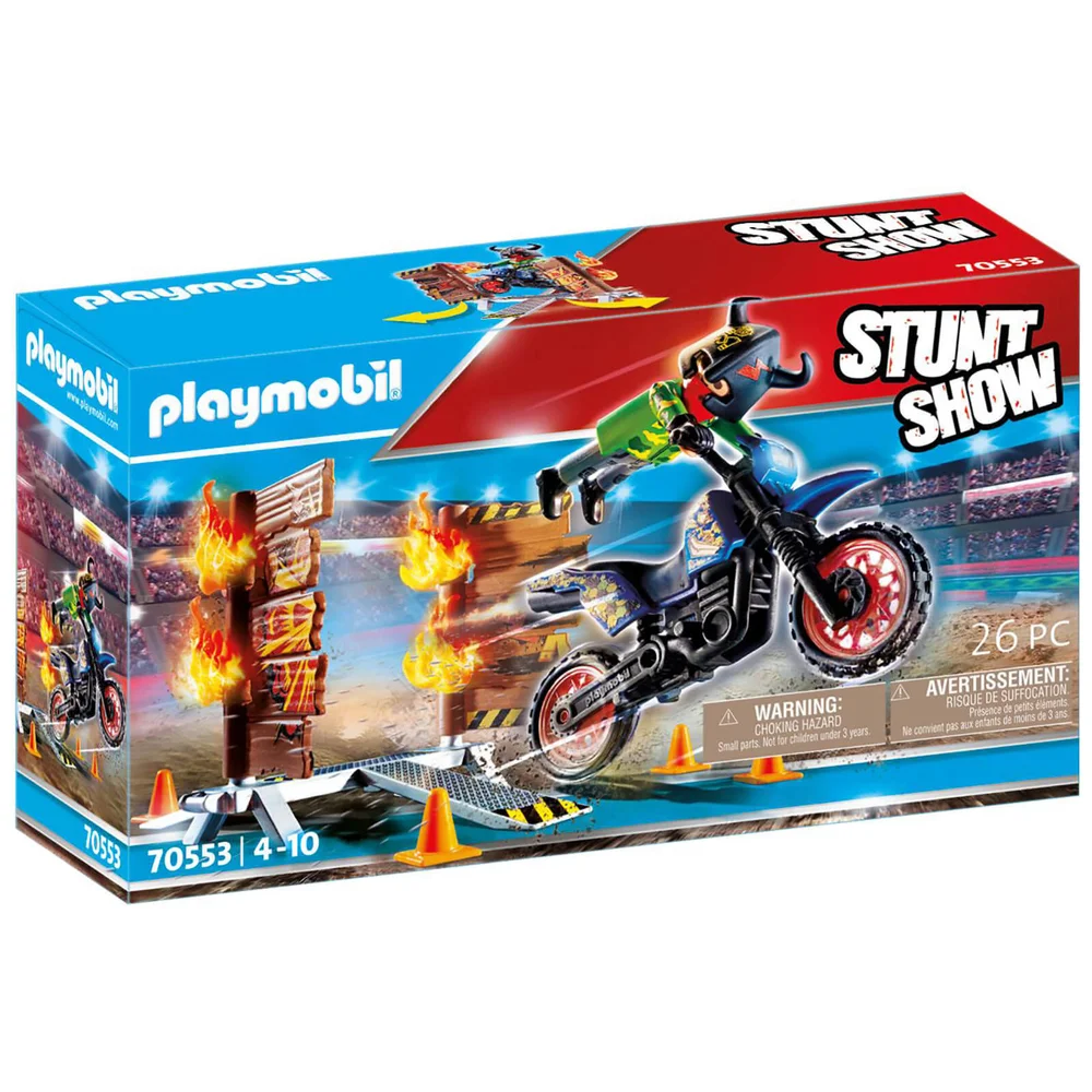 Playmobil Stunt Show Motocross with Fiery Wall (70553) Image 1