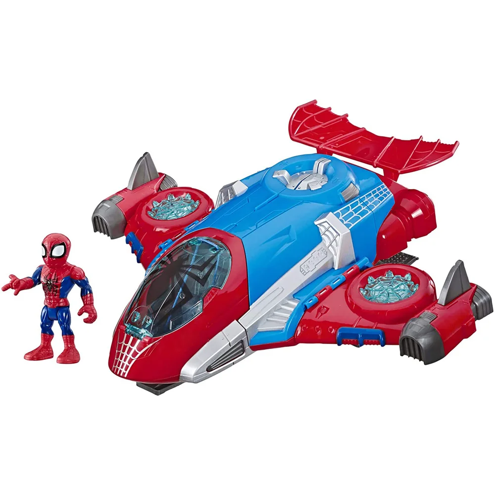 Hasbro Playskool Heroes Marvel Super Hero Adventures Spider-Man Jetquarters 5" Action Figure and Vehicle Image 1