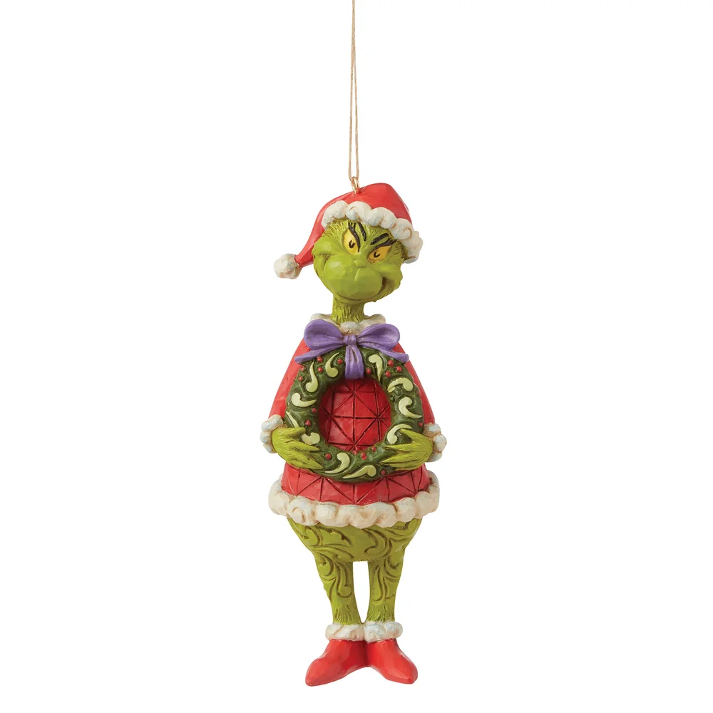 The Grinch By Jim Shore Grinch With Wreath Hanging Ornament Image 1