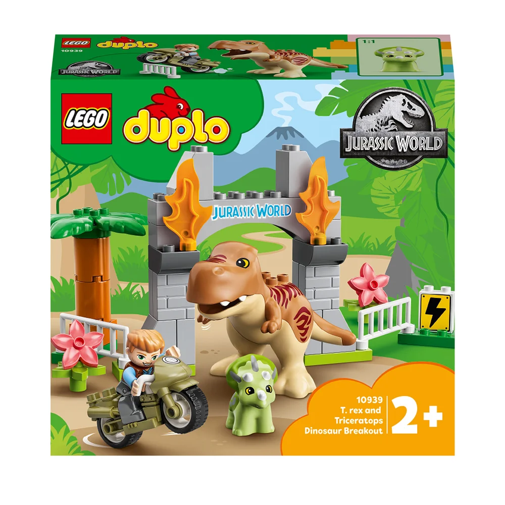 LEGO DUPLO T. rex and Triceratops Dinosaur Breakout Toy for Toddlers (10939) Image 1
