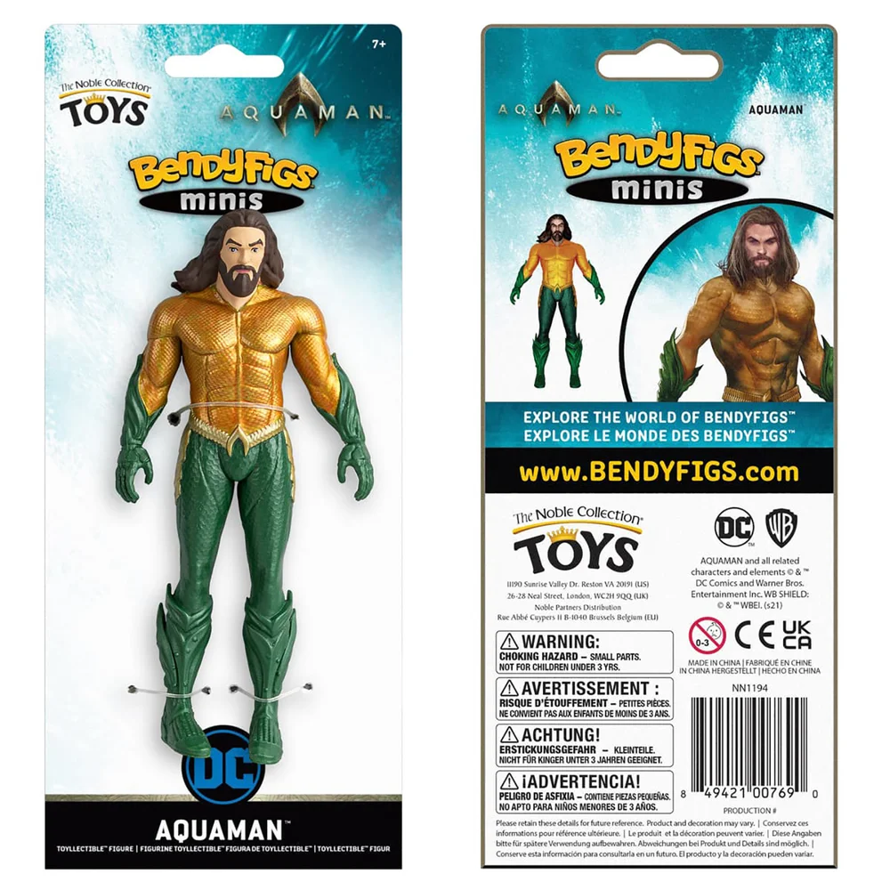 Noble Collection DC Comics Aquaman Mini Bendyfig 5.5 Inches Image 1