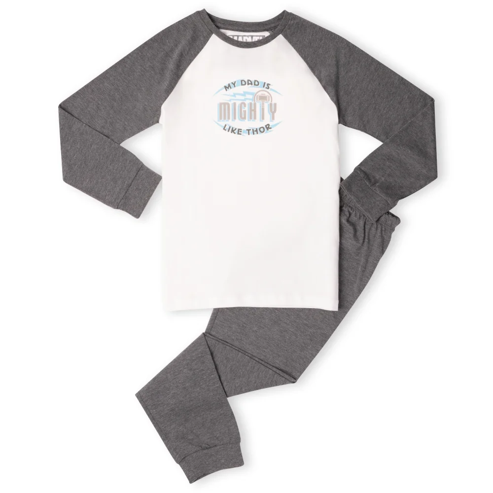 Marvel My Dad Is Mighty Like Thor Kids' Pyjamas - White/Grey - 3-4 Years Image 1