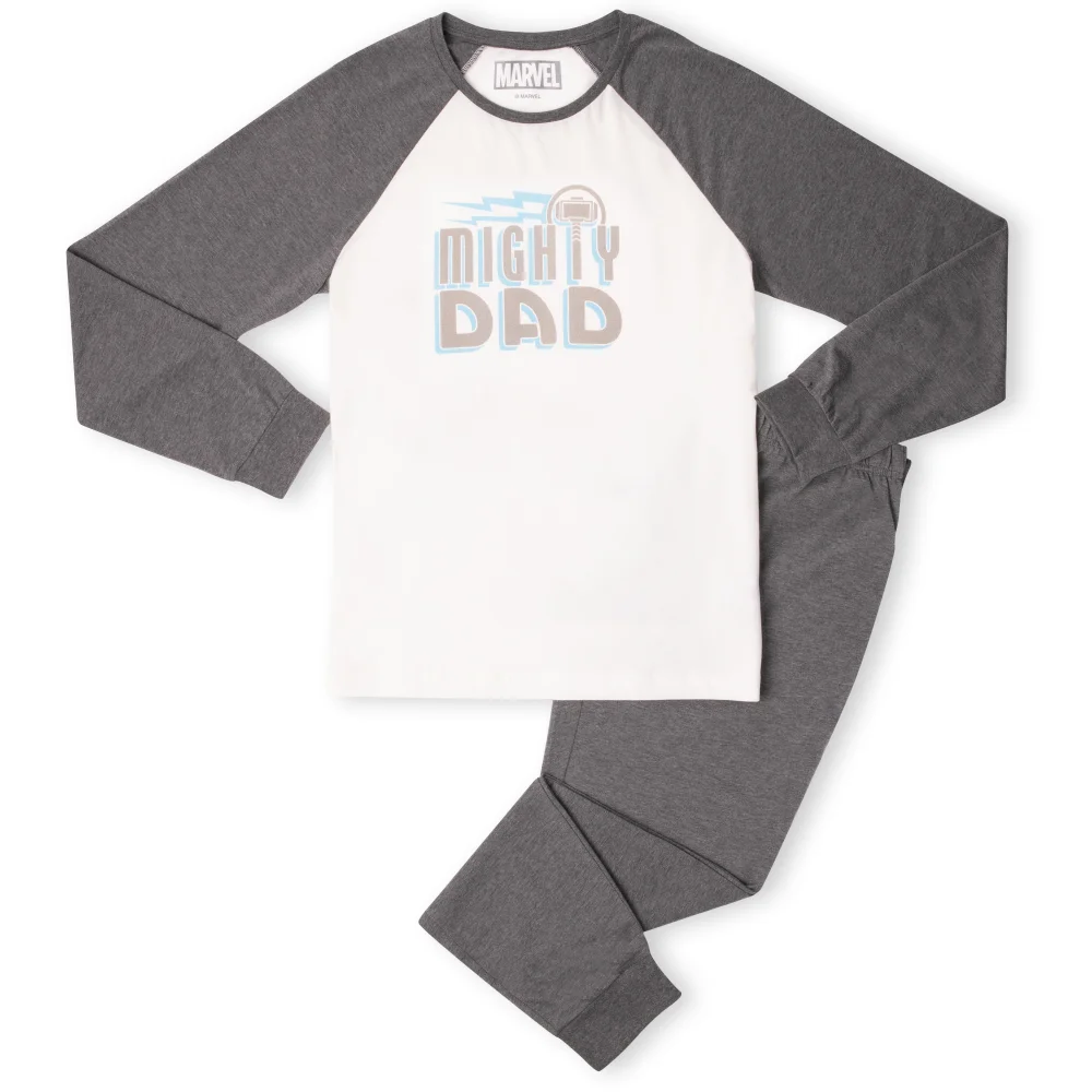 Mighty Dad Men's Pyjama Set - White/Grey - XS Image 1