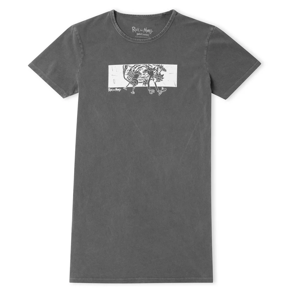 Rick and Morty Portal Fall Women's T-Shirt Dress - Black Acid Wash - M Image 1