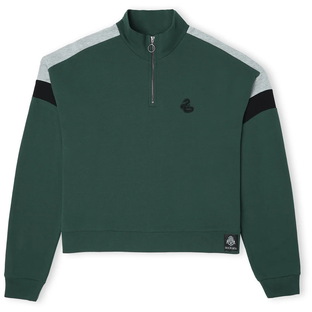 Slytherin House Women's Funnel Neck Cropped Sweater - Green - XS Image 1