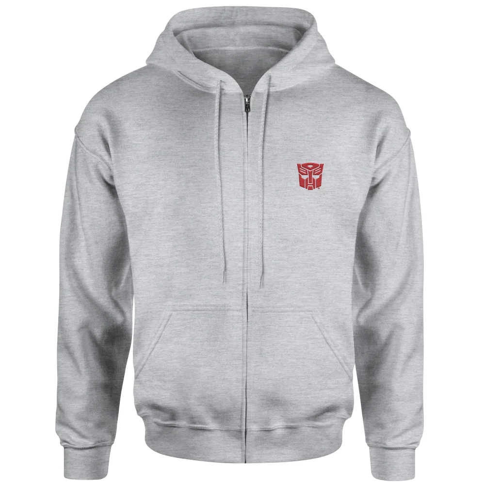 Transformers Autobot Embroidered Unisex Zipped Hoodie - Grey - XS Image 1