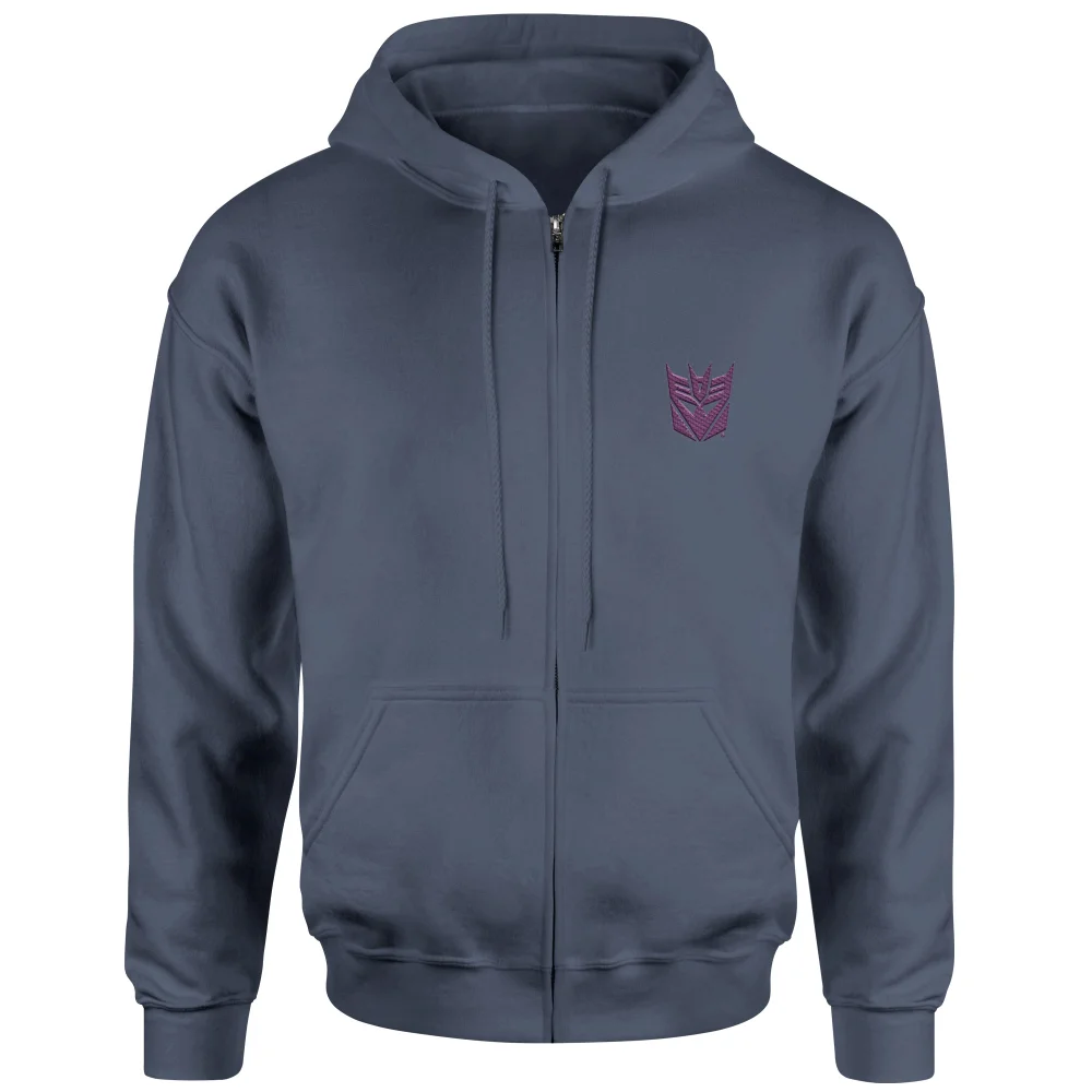 Transformers Decepticon Embroidered Unisex Zipped Hoodie - Navy - XS Image 1