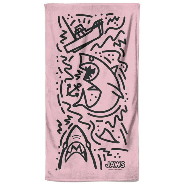 Jaws Pink Doodle Beach Towel