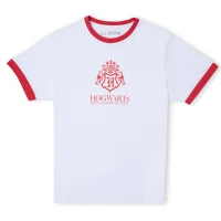 Harry Potter Hogwarts School Unisex Ringer T-Shirt - White / Red - undefined undefined
