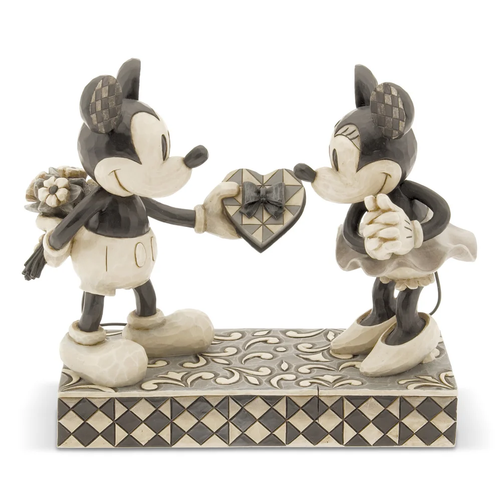 Disney Traditions Real Sweetheart Mickey & Minnie Black and White Figurine Image 1