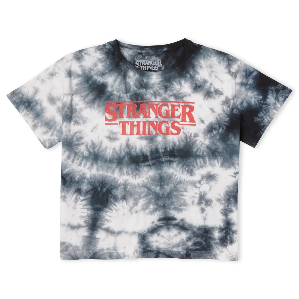 Stranger Things Logo Women's Cropped T-Shirt - Black Tie Dye - S Image 1