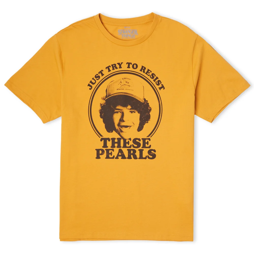 Stranger Things Dustin's Pearls Men's T-Shirt - Mustard - XXL Image 1