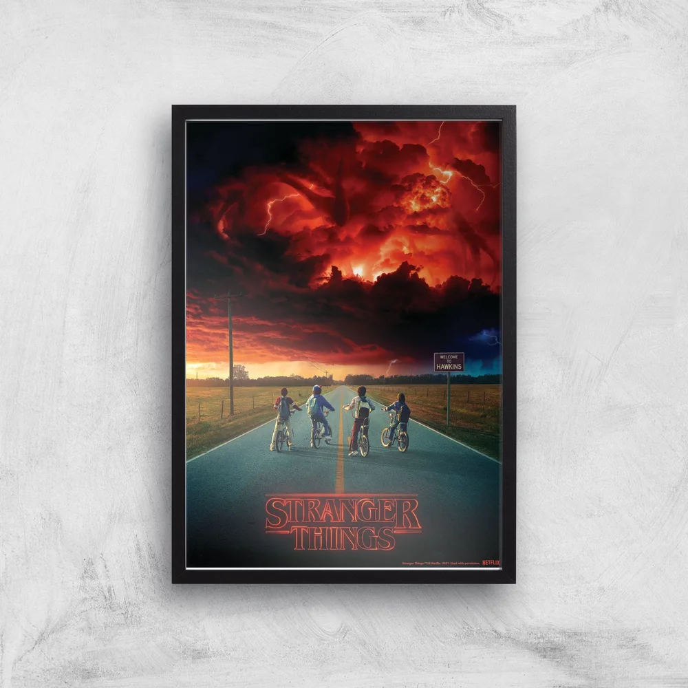 Stranger Things Welcome To Hawkins Giclee Art Print - A3 - Black Frame Image 1