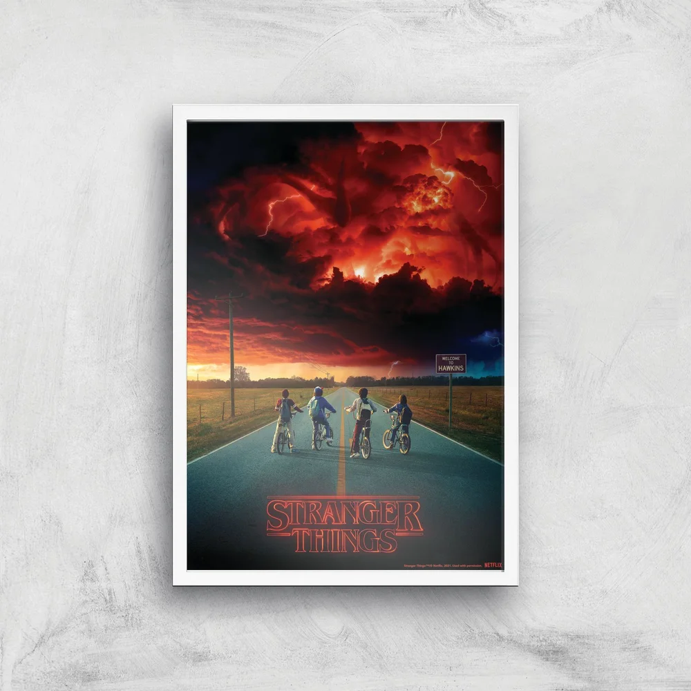 Stranger Things Welcome To Hawkins Giclee Art Print - A2 - White Frame Image 1