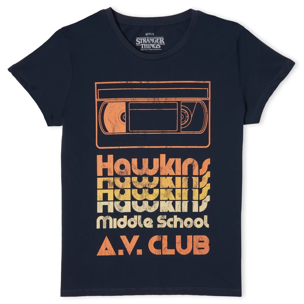 Stranger Things Hawkins AV Club Women's T-Shirt - Navy - XS Image 1
