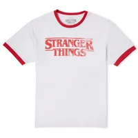 Stranger Things Vintage Logo Unisex Ringer T-Shirt - White/Red - undefined undefined