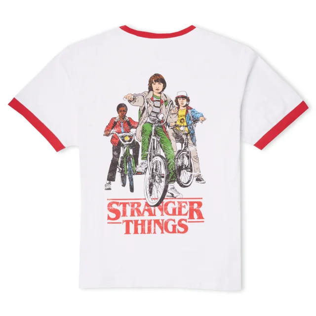 Stranger Things Biker Gang Unisex Ringer T-Shirt - White/Red