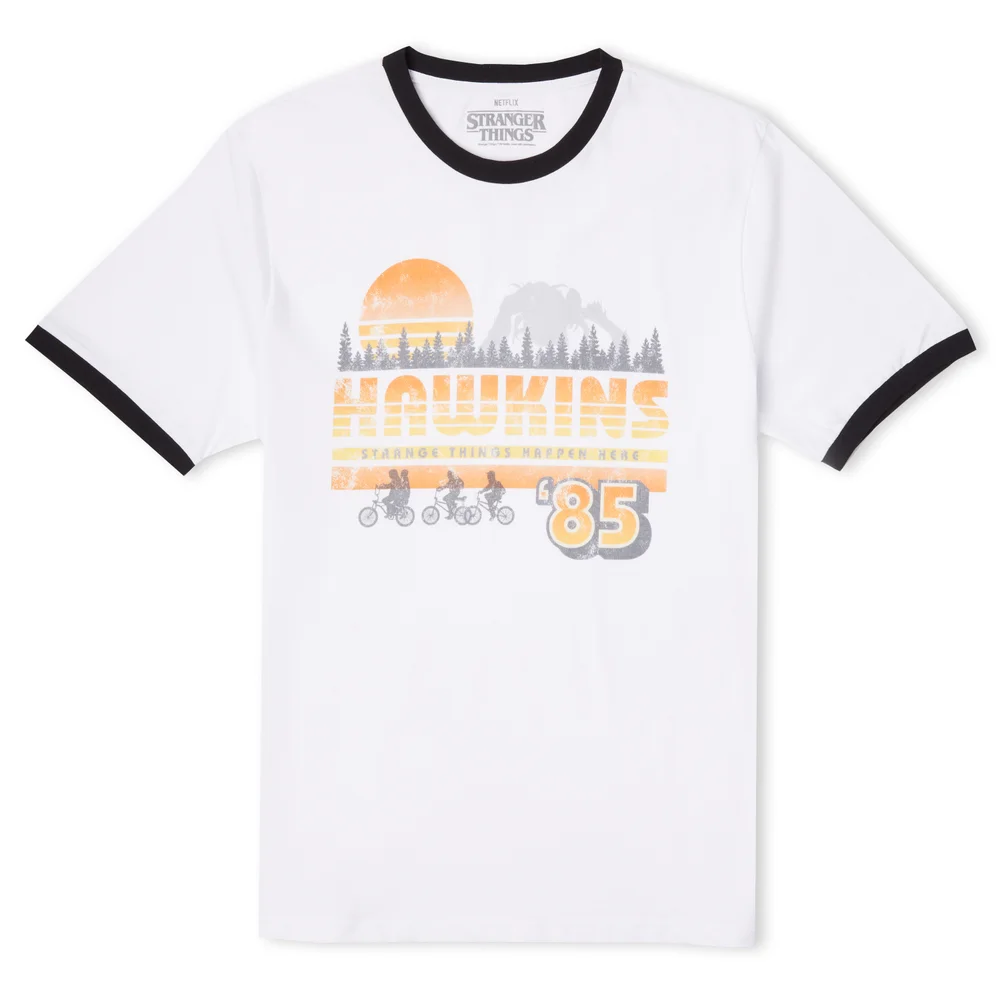 Stranger Things Hawkins '85 Unisex Ringer T-Shirt - White/Black - L Image 1