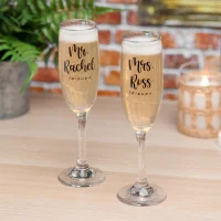 Friends Ross and Rachel Champagne Flutes - undefined undefined
