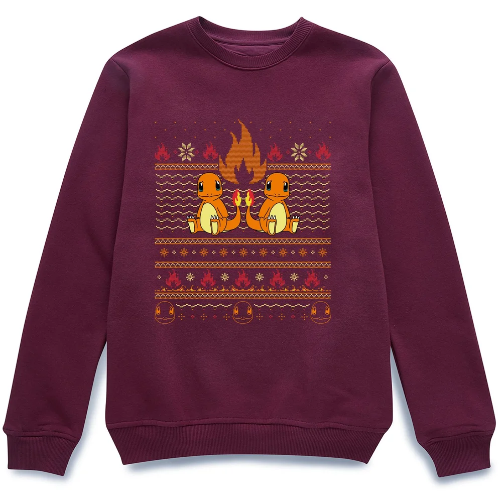 Pokémon Merry Litmas Unisex Christmas Jumper - Burgundy - S Image 1