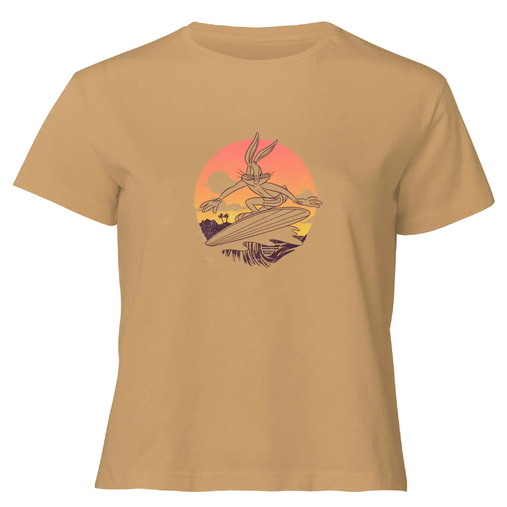 Looney Tunes Surf Women's Cropped T-Shirt - Tan - XL Image 1