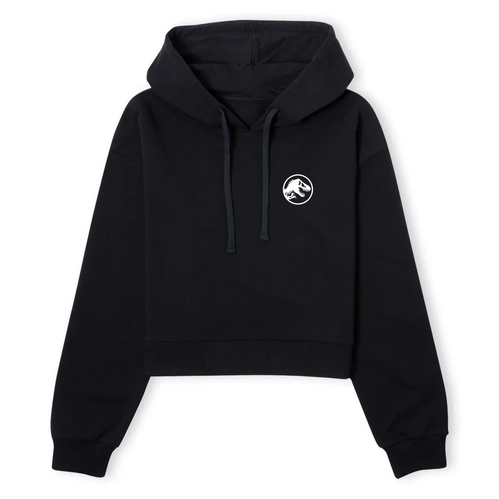 Jurassic Park Evergreen Ranger Logo Women's Cropped Hoodie - Black - XS - Black Image 1