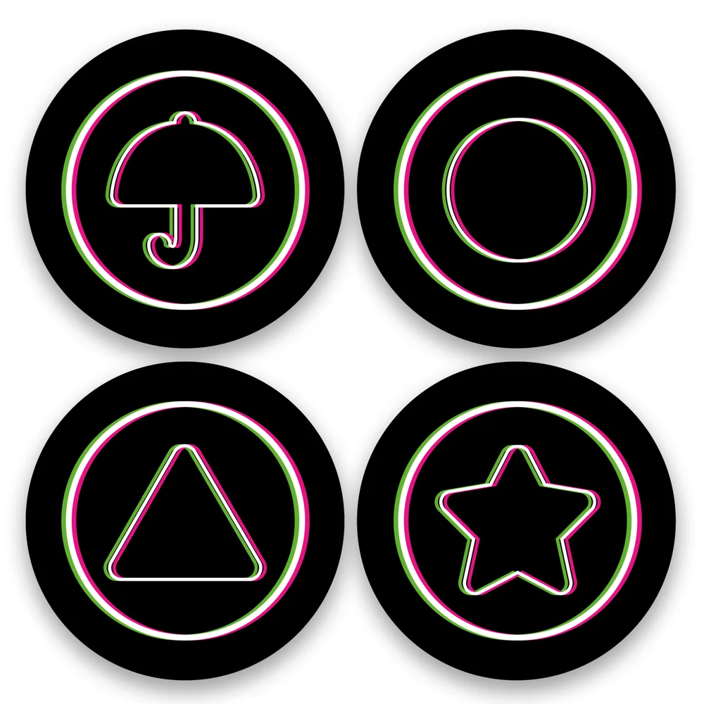 Squid Game Honeycomb Glitch Round Coaster Set Image 1