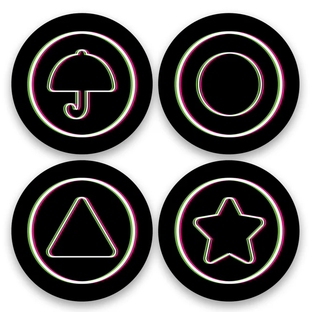Squid Game Honeycomb Glitch Round Coaster Set