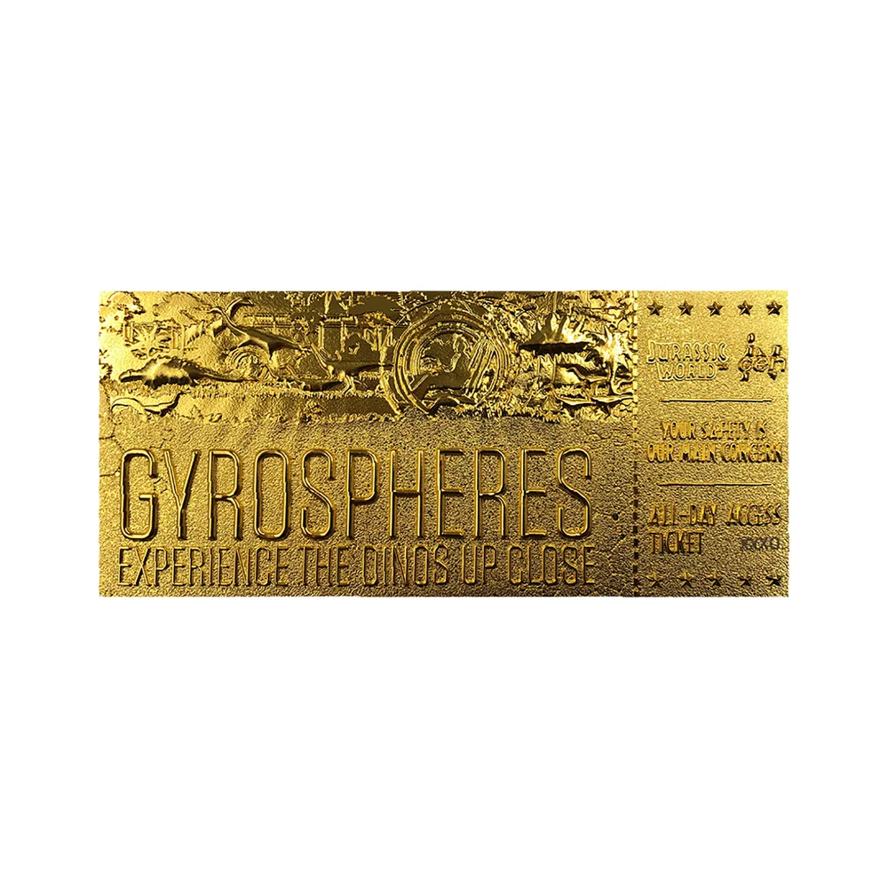 Fanattik Jurassic World 24k Gold Plated Gyrosphere Ticket Image 1