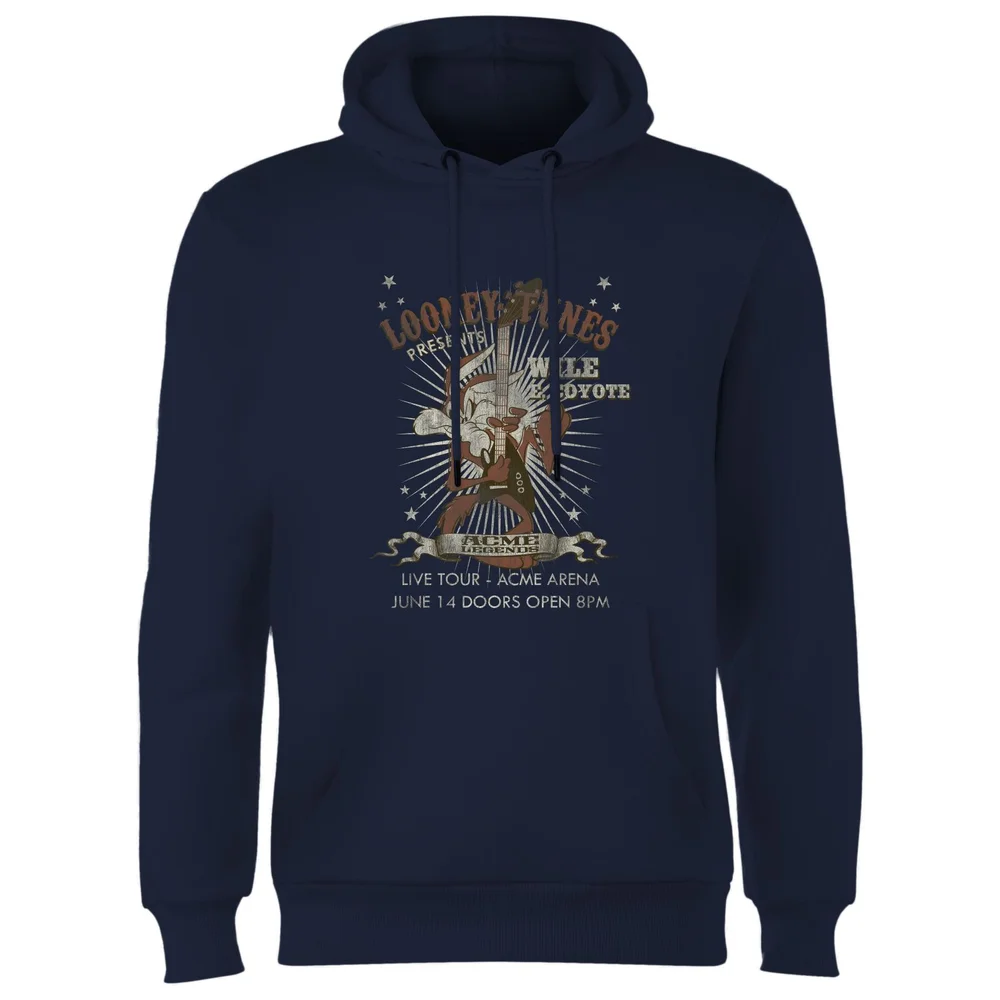 Looney Tunes Wile E Coyote Guitar Arena Tour Hoodie - Navy - S Image 1