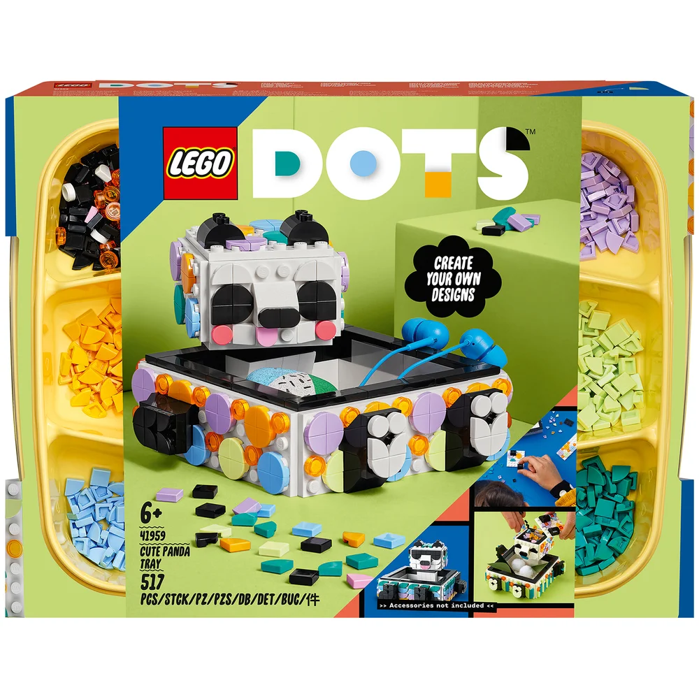 LEGO DOTS: Cute Panda Tray DIY Room Décor Crafts Toy (41959) Image 1
