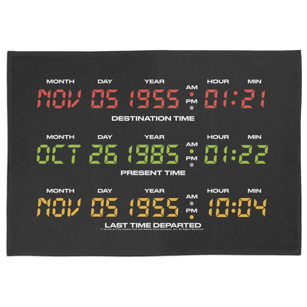 Back To The Future Destination Clock Tea Towel Image 1