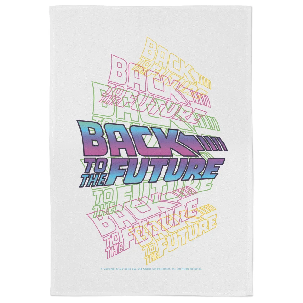 Back To The Future Neon Logo Tea Towel Image 1