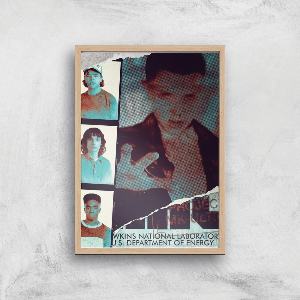 Stranger Things National Laboratory Giclee Art Print - A3 - Wooden Frame Image 1