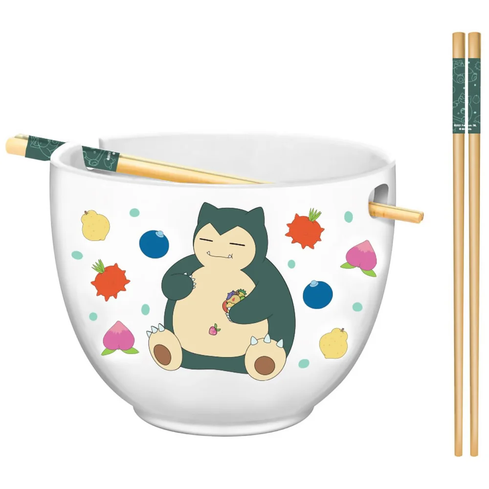 Pokémon Snorlax Relaxing 20oz Ceramic Ramen Bowl with Chopsticks Image 1